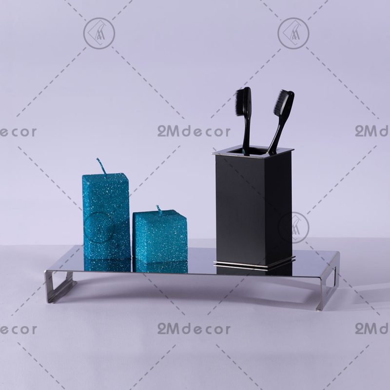 سینی جا مایع و مسواک نقره ای