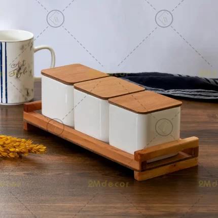 اردو خوری چوبی سرامیکی ۳ تایی
