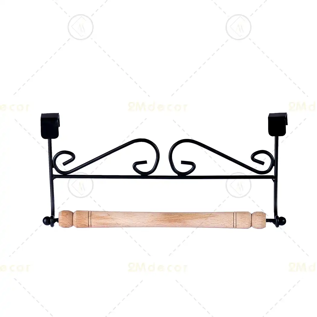 آویز حوله کابینتی با دسته چوبی