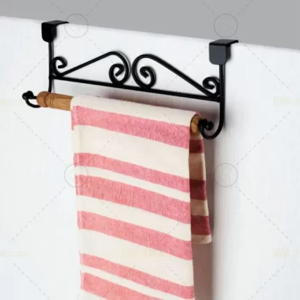 آویز حوله کابینتی با دسته چوبی