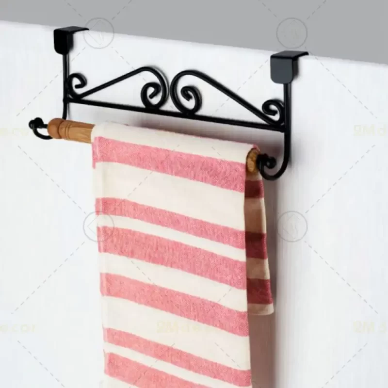 آویز حوله کابینتی با دسته چوبی