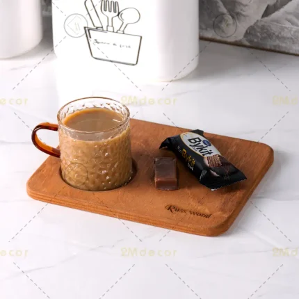 ست لیوان و زیرلیوانی چوبی
